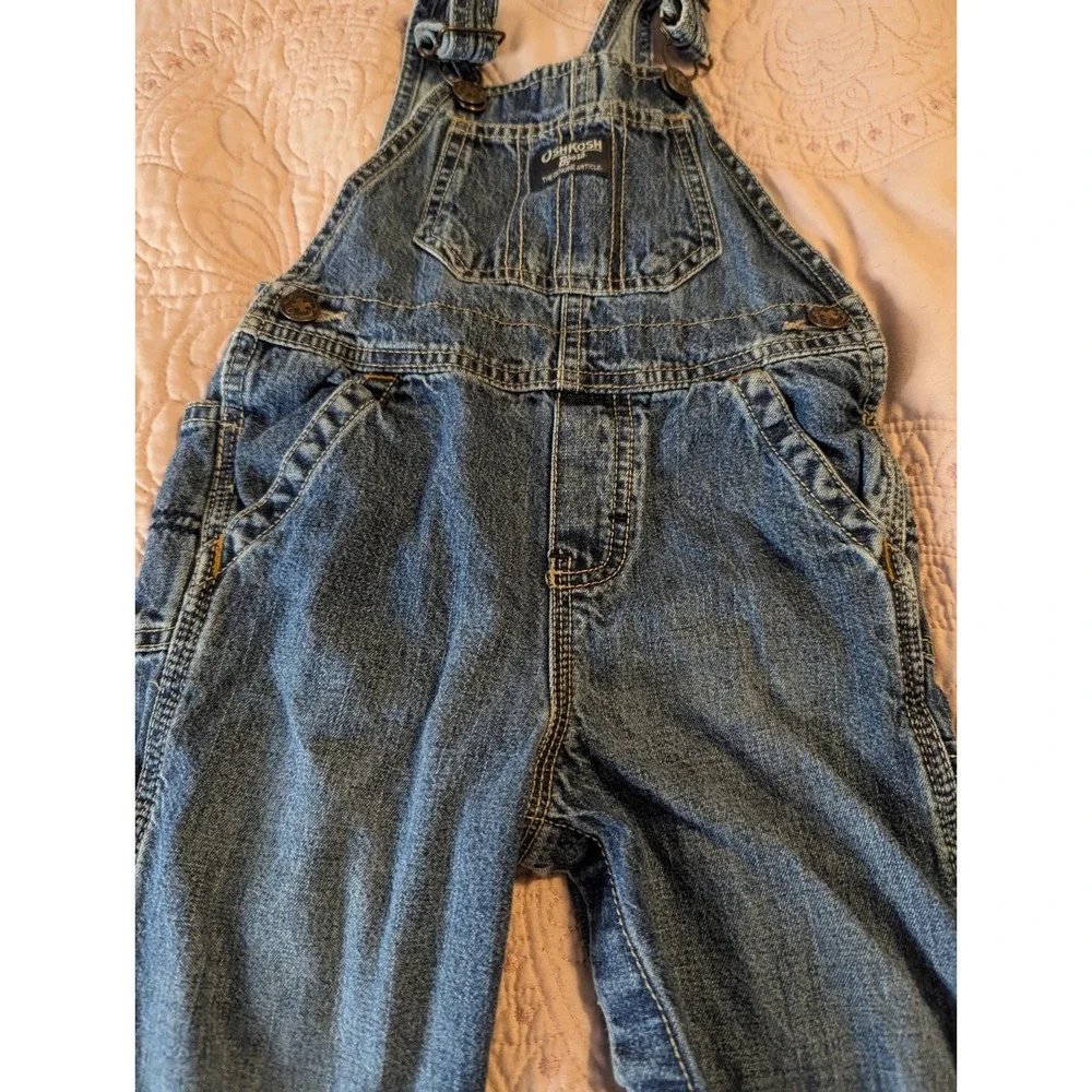 OshKosh B'gosh Toddler Unisex Solid Denim‎ Overalls 24 Months Blue Carpenter Bib